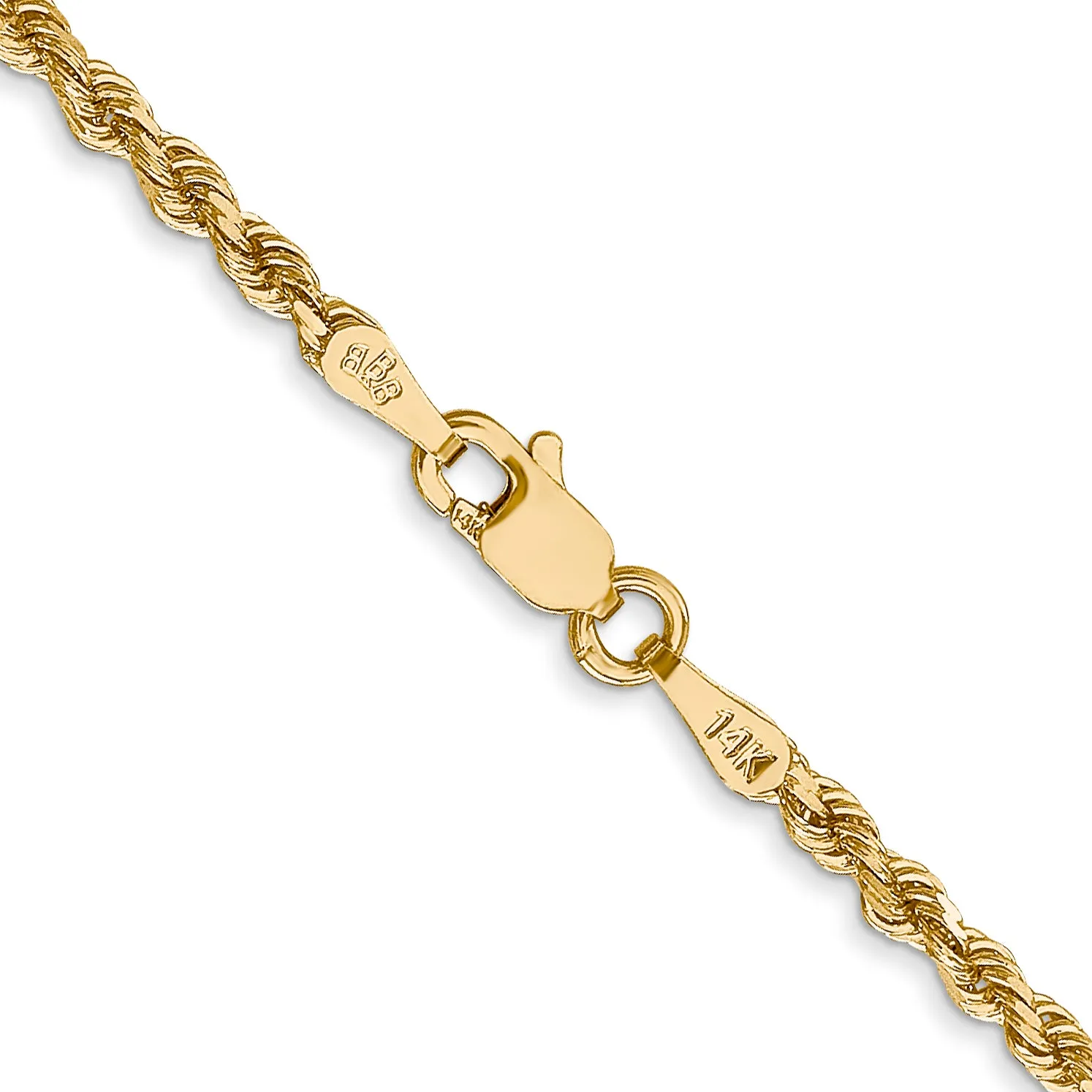 14K Gold Women's Diamond-Cut Rope Chain with Lobster Clasp