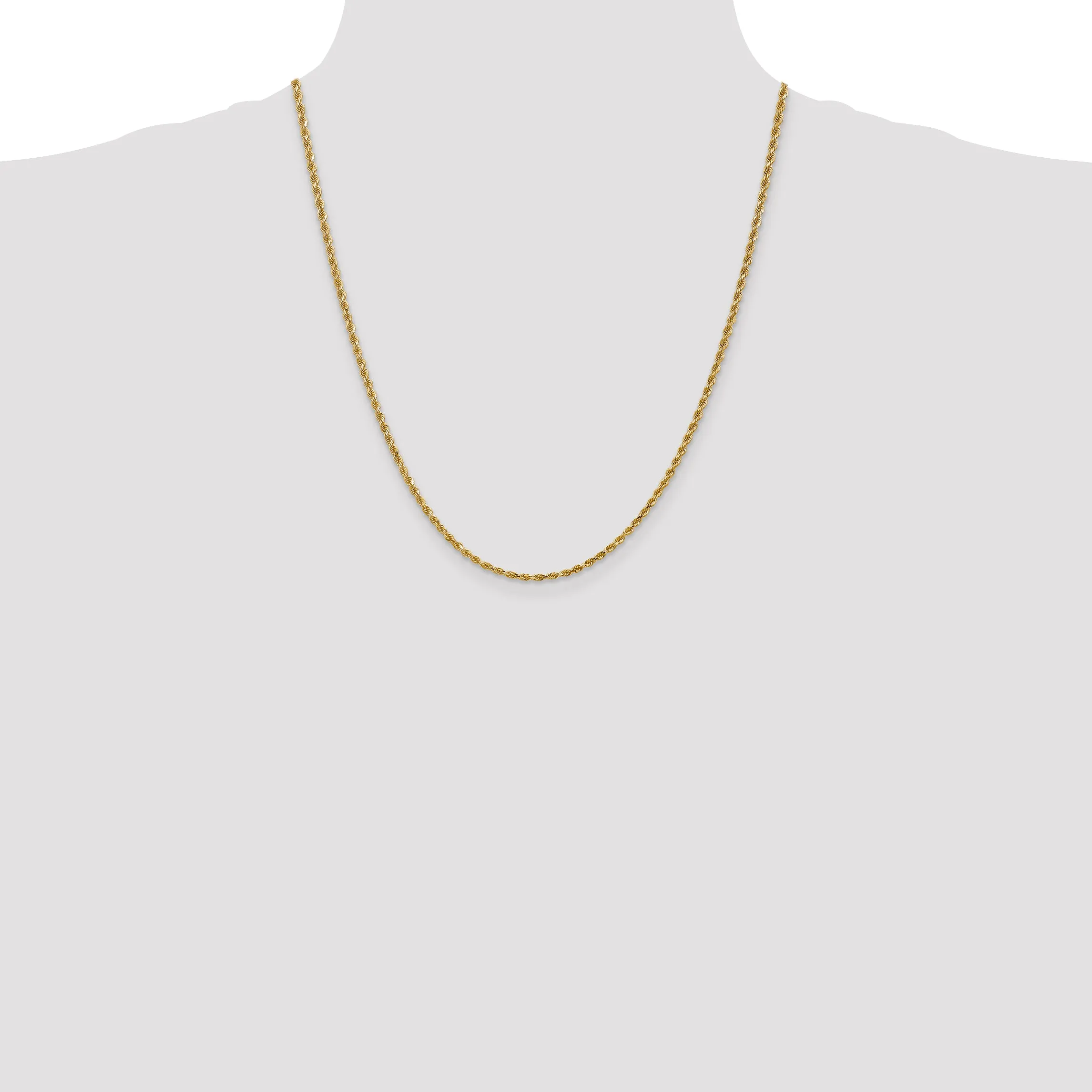 14K Gold Women's Diamond-Cut Rope Chain with Lobster Clasp