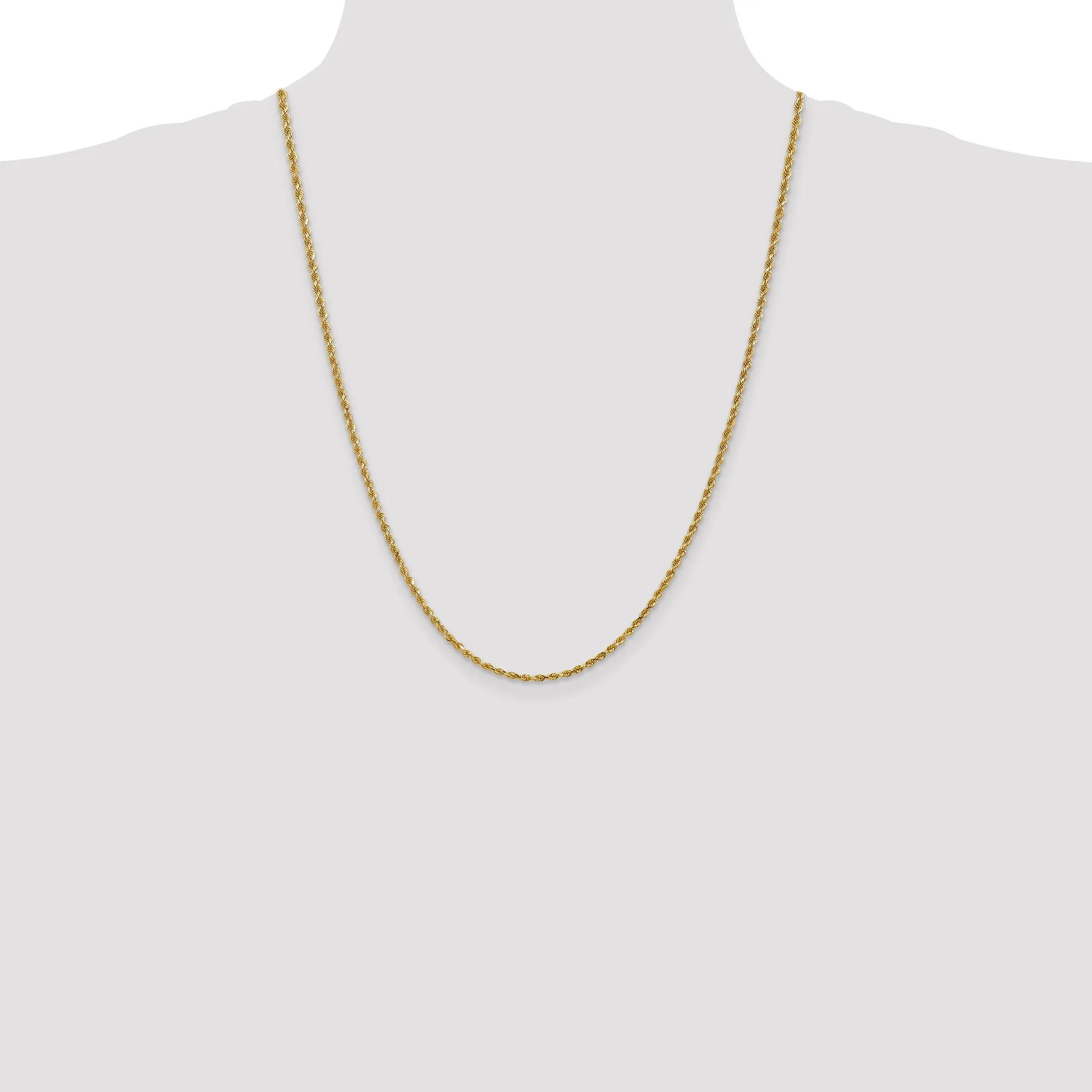 14K Gold Women's Diamond-Cut Rope Chain with Lobster Clasp