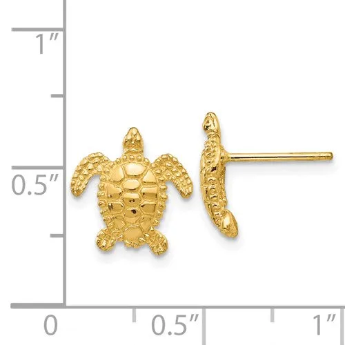 14K SEA TURTLE POST EARRINGS