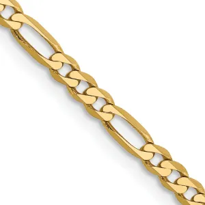 14k Yellow Gold 2.75-mm Flat Solid Figaro Chain