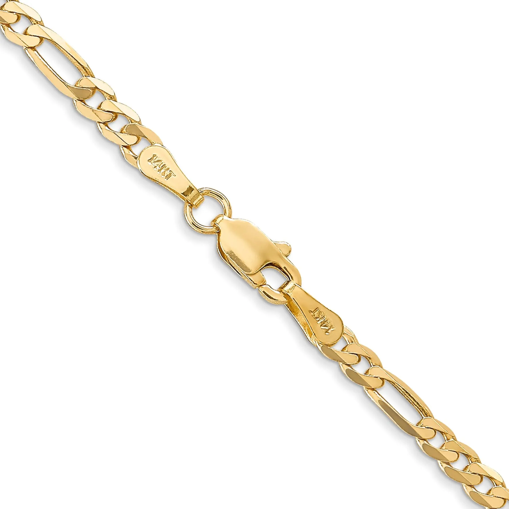 14k Yellow Gold 3.25-mm Flat Solid Figaro Chain