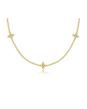 15” Choker Signature Cross Gold Pattern 2mm Bead - Classic Beaded Signature Cross Gold - 3mm Bead Gold