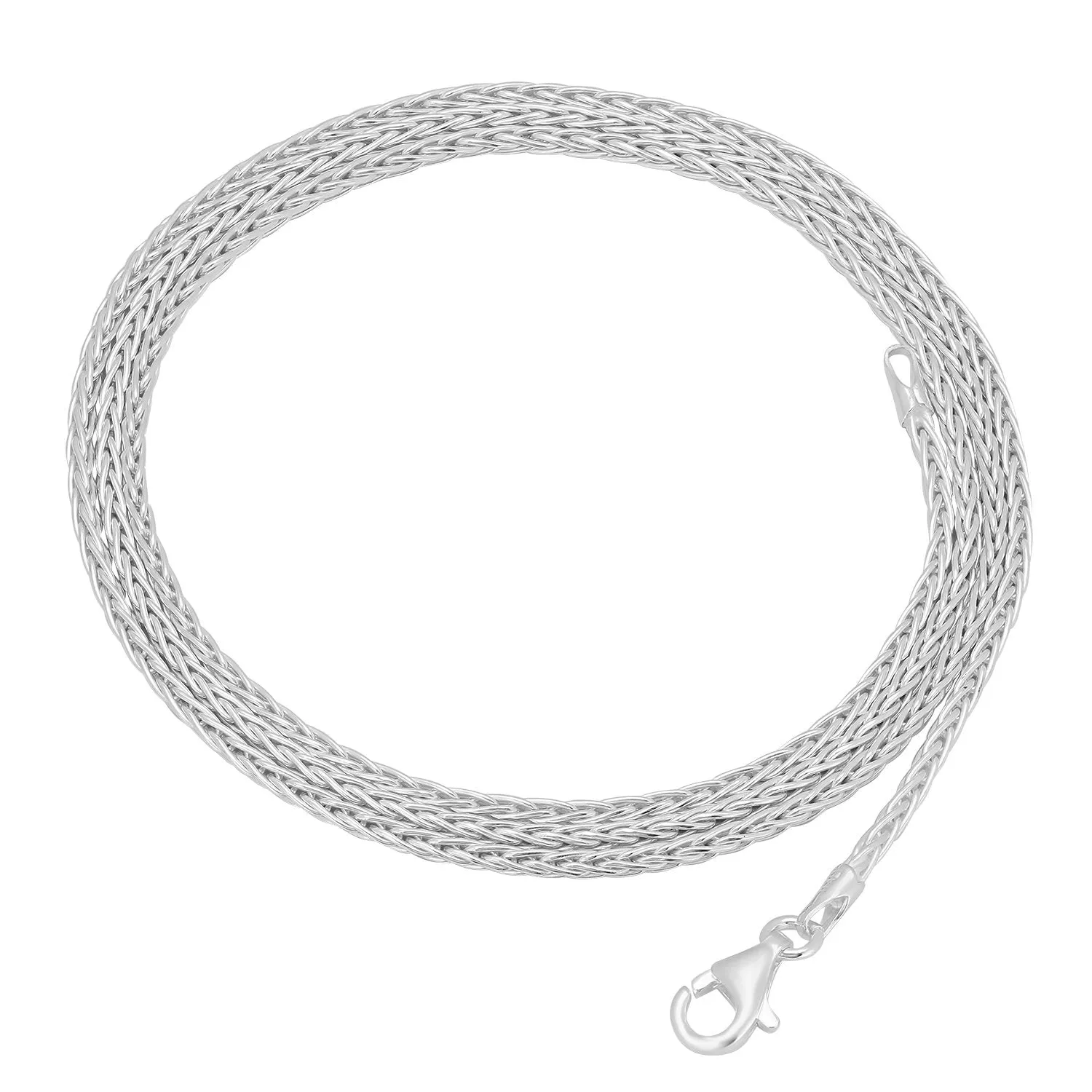 1.5mm High-Polished .925 Sterling Silver Round Wheat Chain Necklace, 16'-30 18.0 Inches