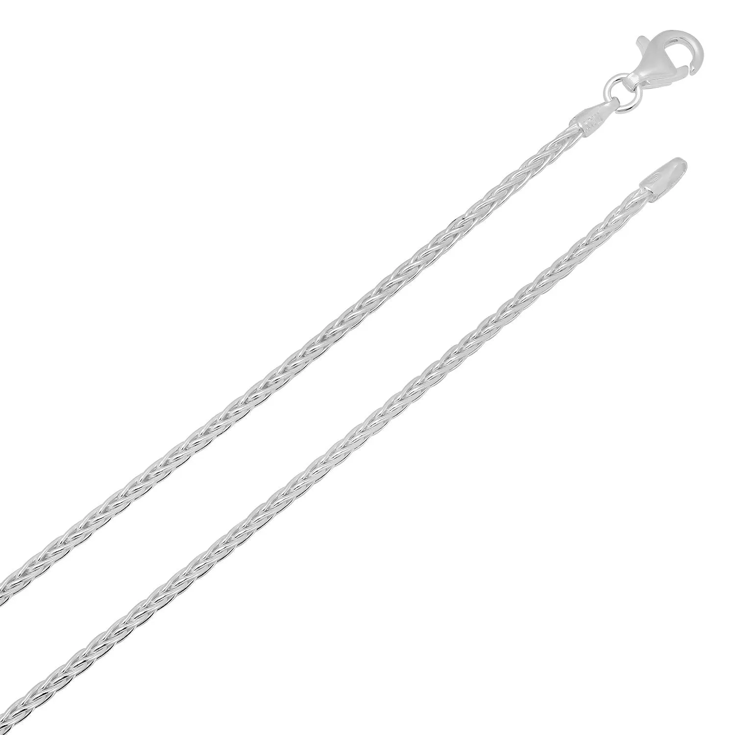 1.5mm High-Polished .925 Sterling Silver Round Wheat Chain Necklace, 16'-30 18.0 Inches