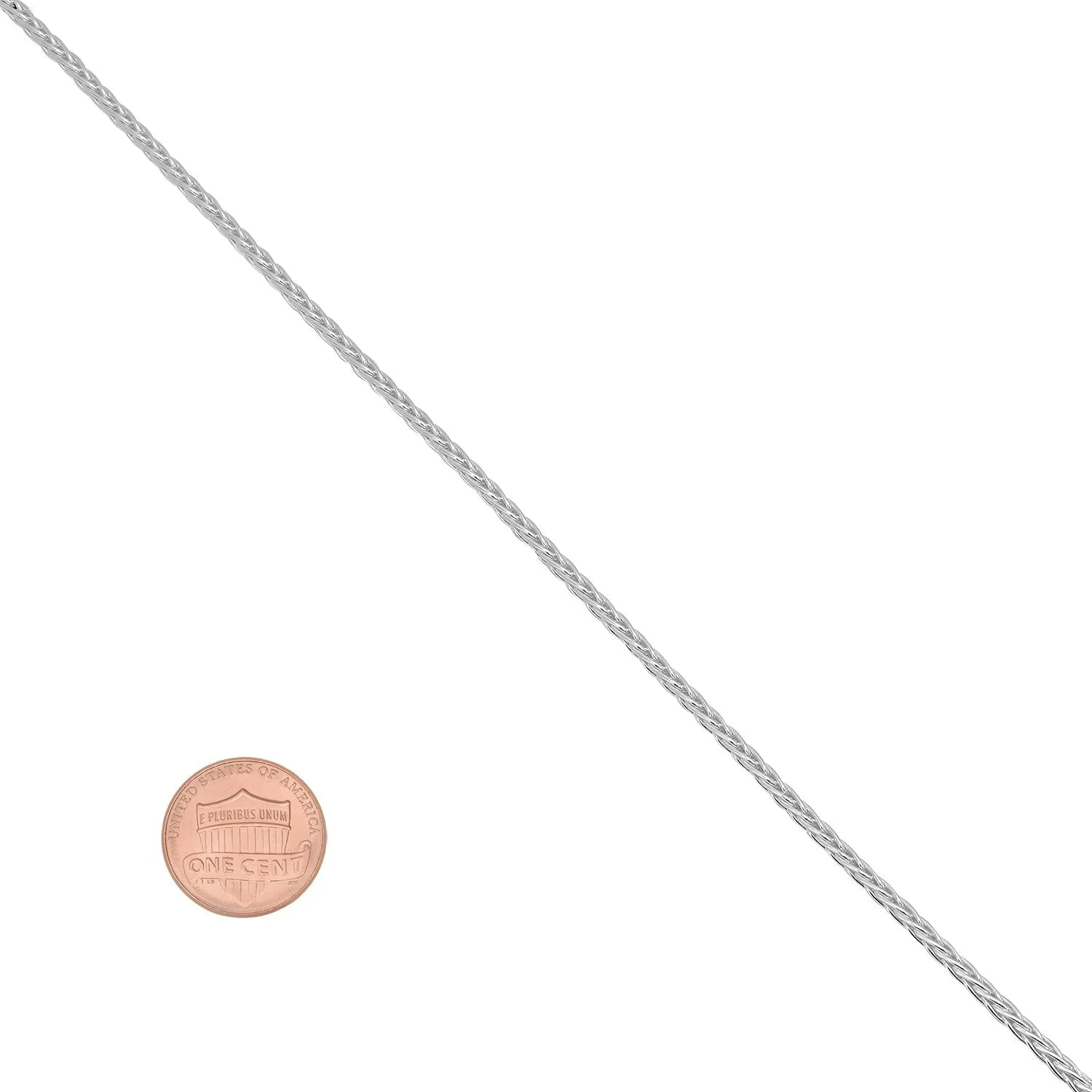 1.5mm High-Polished .925 Sterling Silver Round Wheat Chain Necklace, 16'-30 18.0 Inches