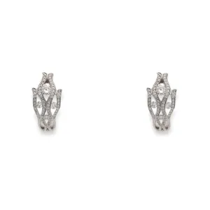 18ct White Gold Diamond Pave Huggy Earrings
