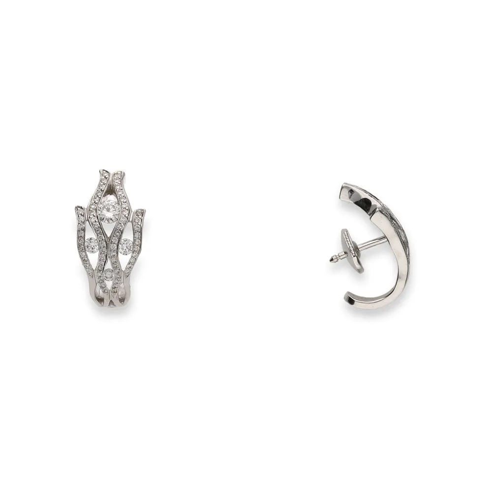 18ct White Gold Diamond Pave Huggy Earrings