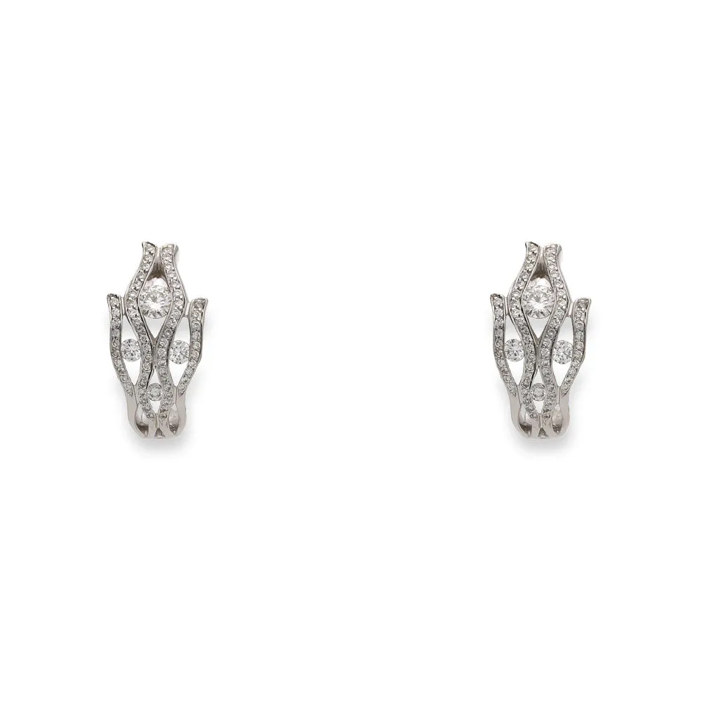 18ct White Gold Diamond Pave Huggy Earrings