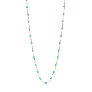 18K Gold Blue "Lagoon" Resin Beaded "Classic" Necklace