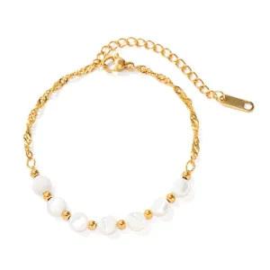 18K Gold Plated Adjustable Multi Layer Small Pearls Anklet