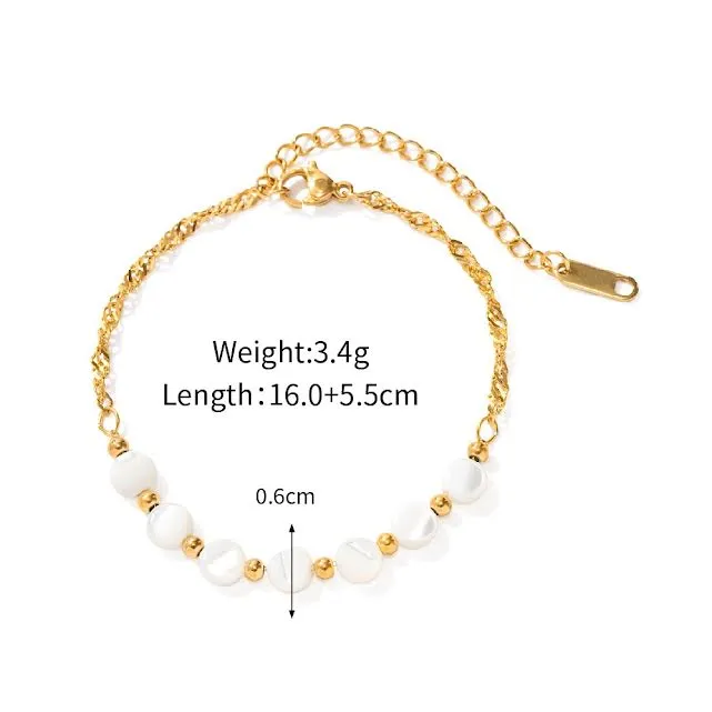 18K Gold Plated Adjustable Multi Layer Small Pearls Anklet