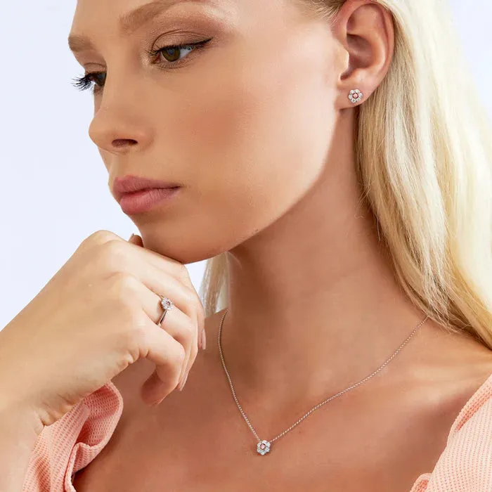 18K Natural Argyle Pink Diamond Peony Earrings