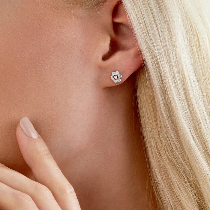 18K Natural Argyle Pink Diamond Peony Earrings