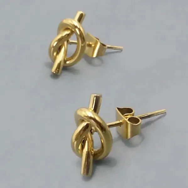 18k Stainless Ribbon Knot Studs