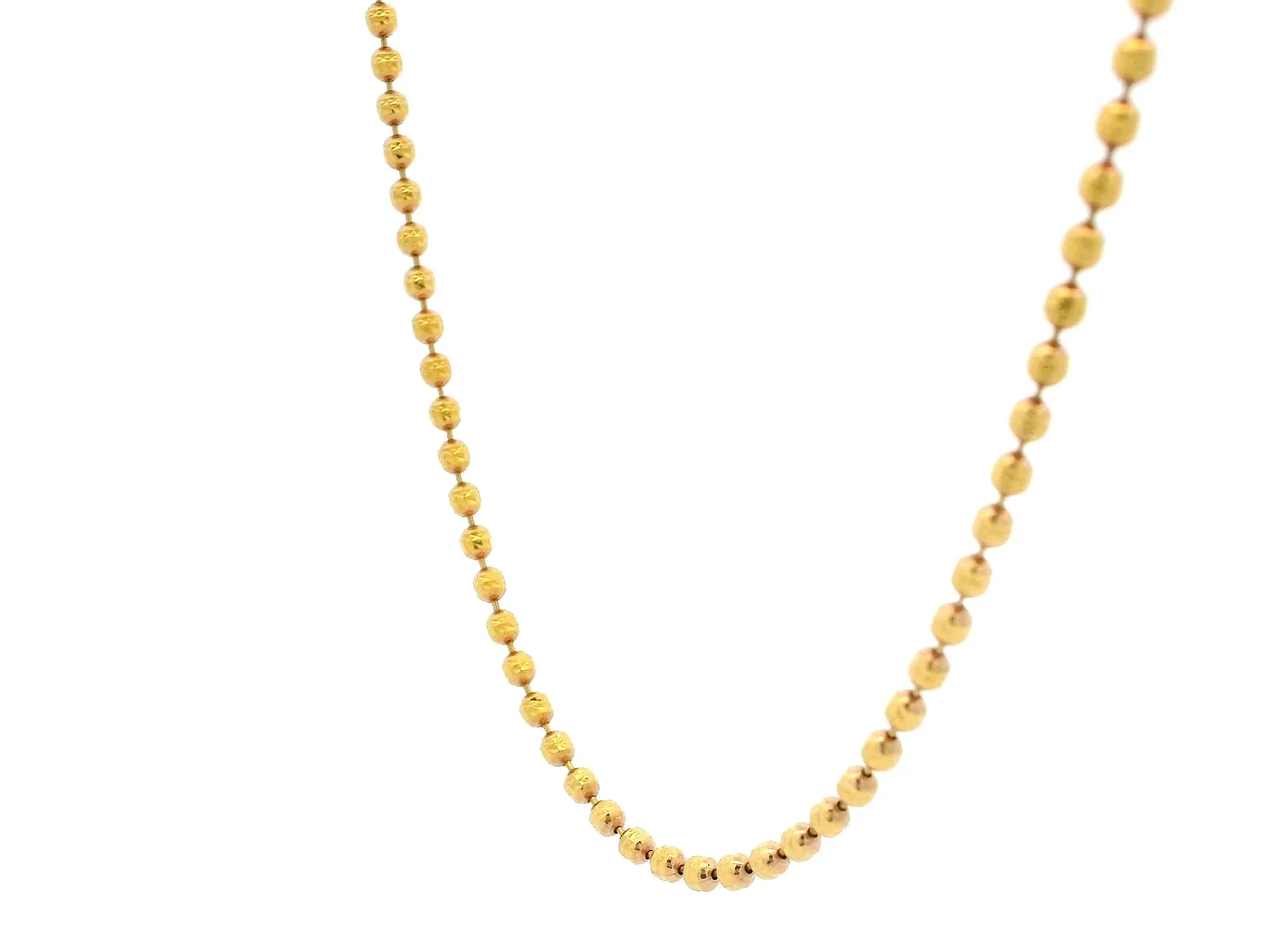 22ct Yellow Gold Diamond Cut Beaded Chain with Lobster Clasp | Elegant & Stylish