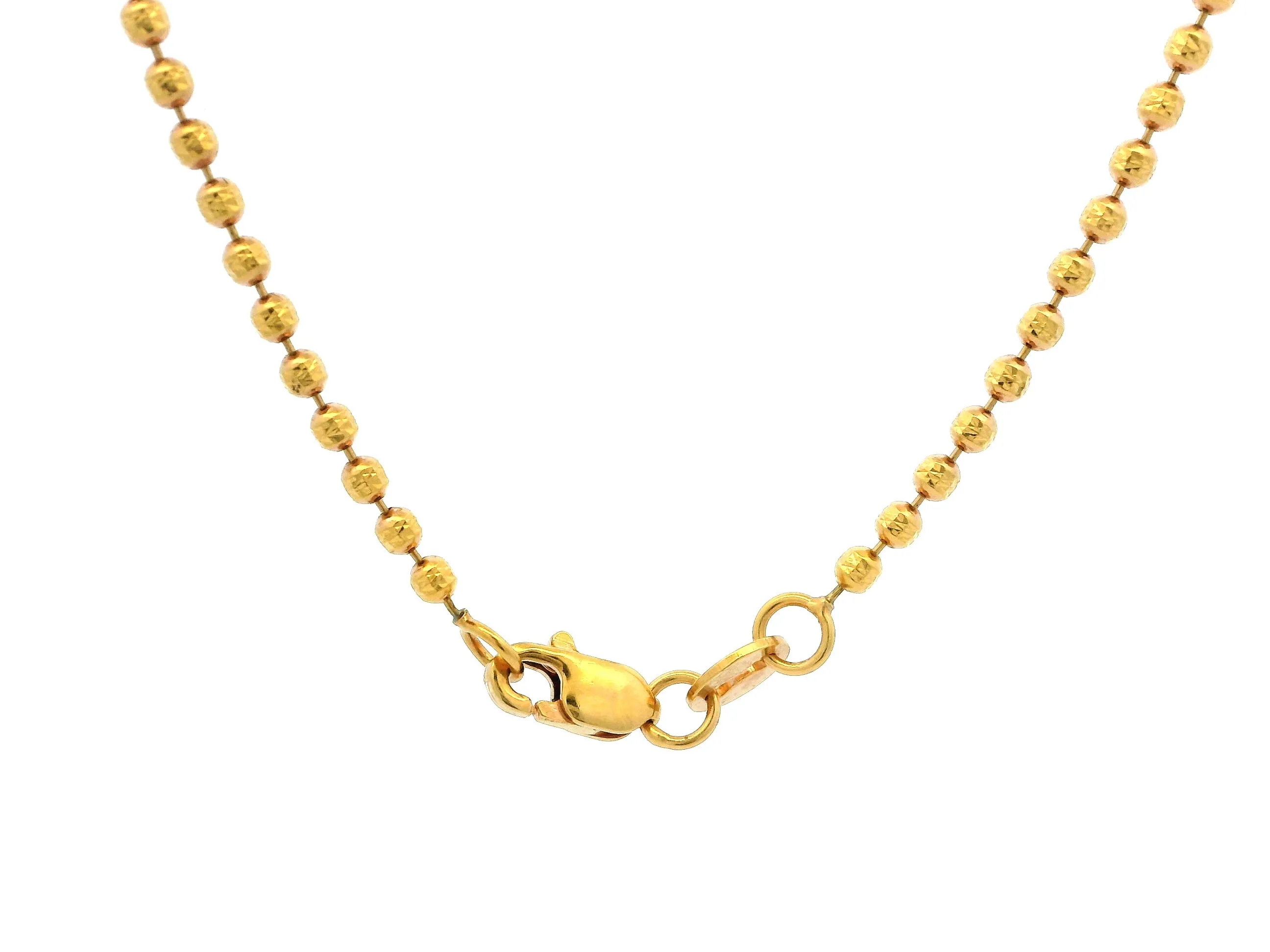 22ct Yellow Gold Diamond Cut Beaded Chain with Lobster Clasp | Elegant & Stylish