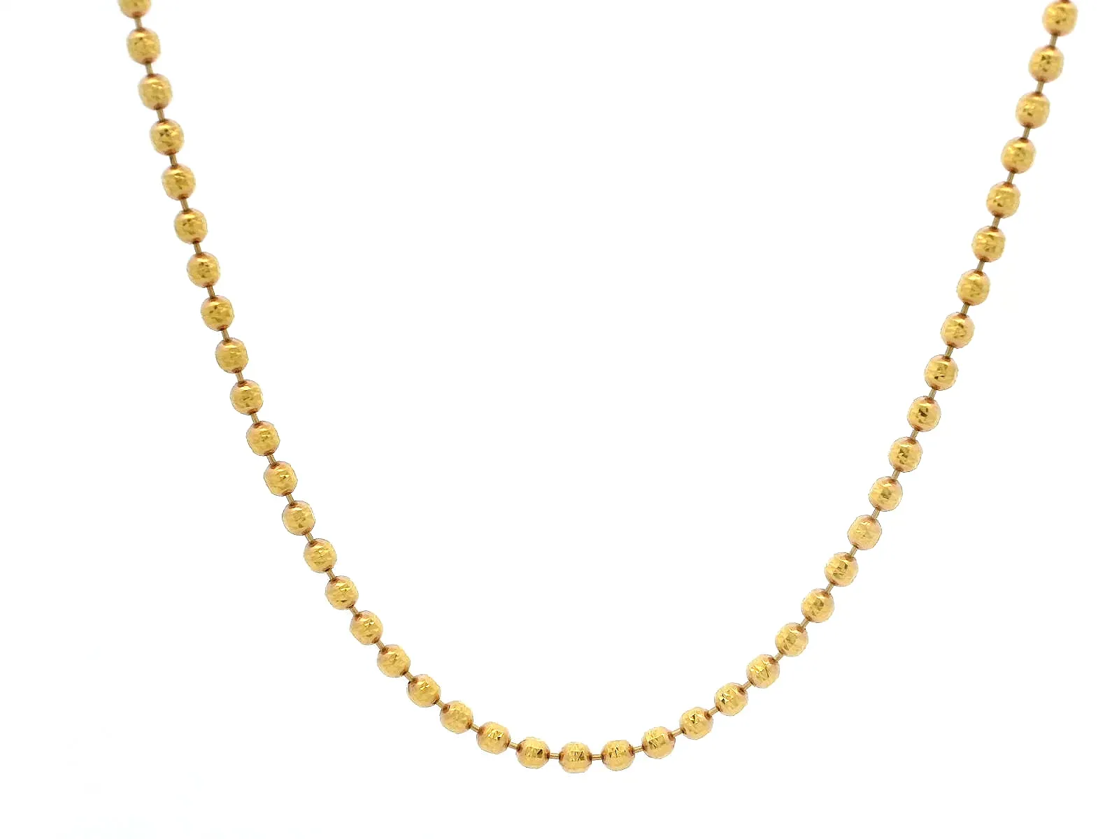 22ct Yellow Gold Diamond Cut Beaded Chain with Lobster Clasp | Elegant & Stylish