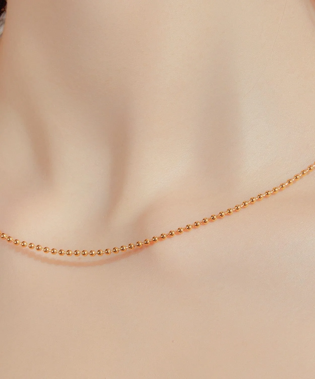 24K Yellow Gold Bead Chain - 2mm