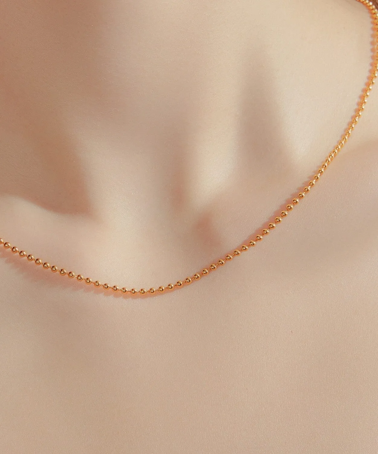24K Yellow Gold Bead Chain - 2mm