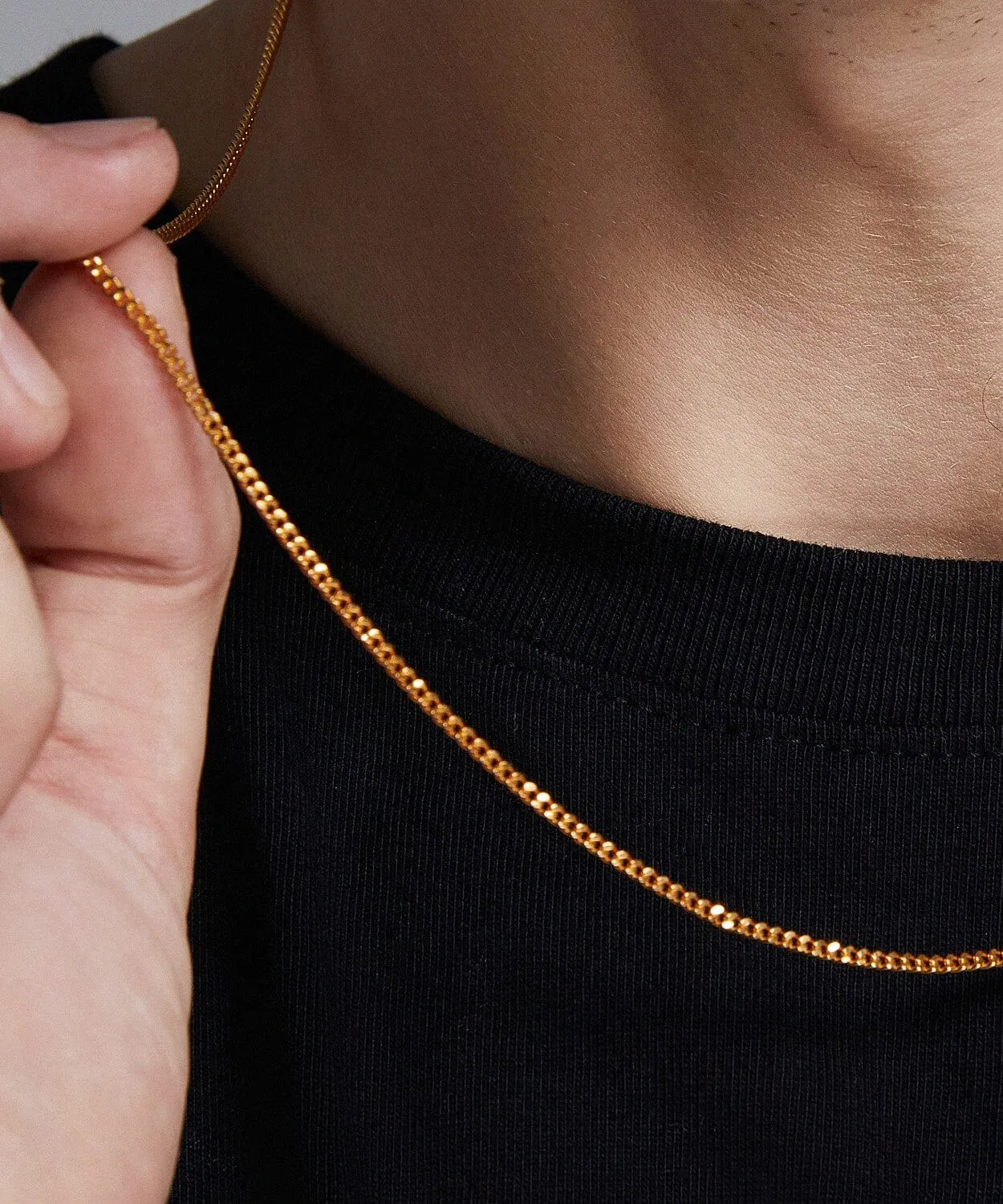 24K Yellow Gold Cuban Link Chain - 2mm