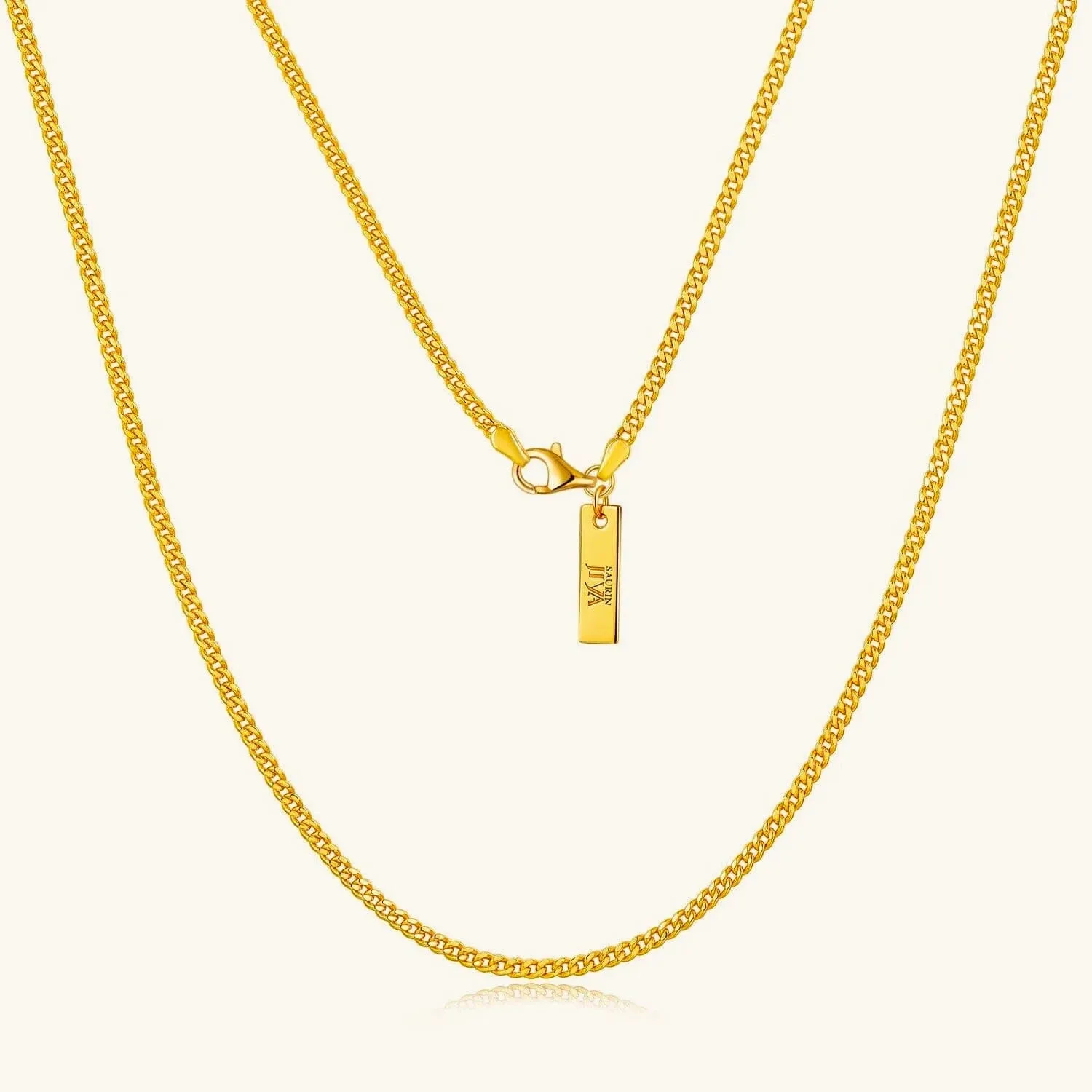 24K Yellow Gold Cuban Link Chain - 2mm