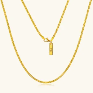 24K Yellow Gold Cuban Link Chain - 2mm