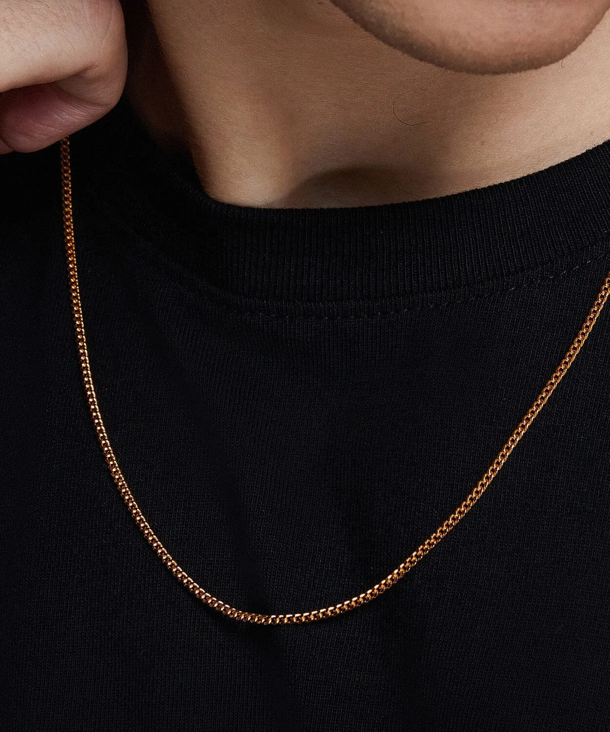 24K Yellow Gold Cuban Link Chain - 2mm