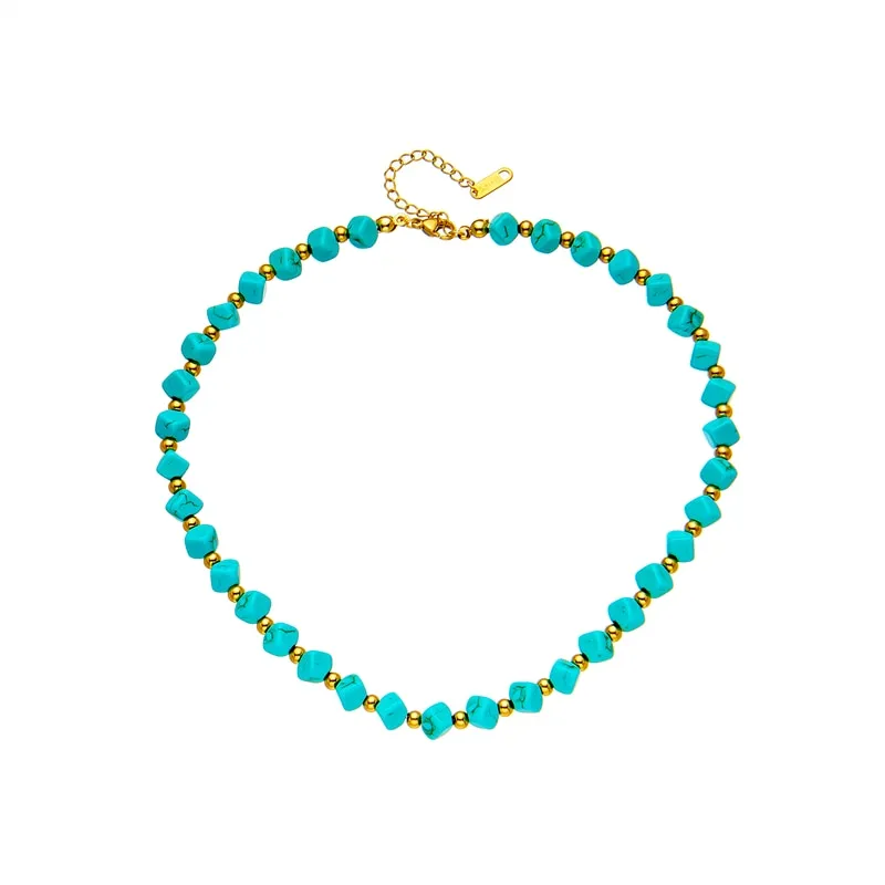 316L Stainless Steel Green Stone Choker Necklace For Women
