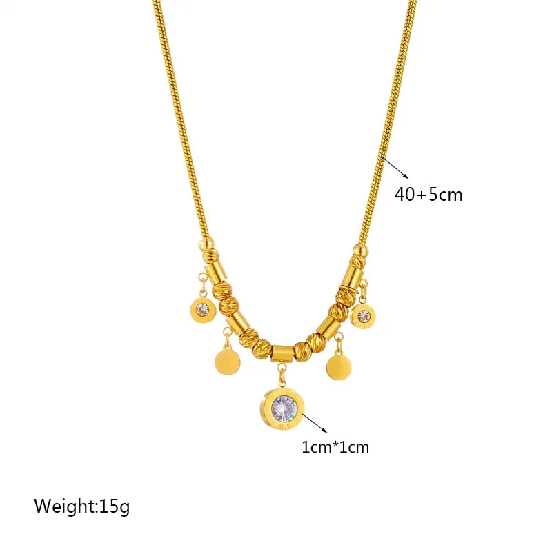 316L Stainless Steel Pearl Heart Butterfly Green Stone Pendant Necklace For Women