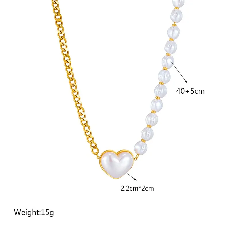 316L Stainless Steel Pearl Heart Butterfly Green Stone Pendant Necklace For Women