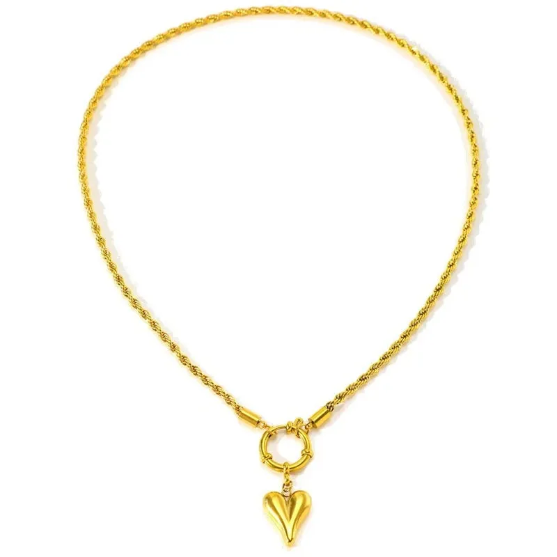 316L Stainless Steel Waterproof Heart Charm Choker Set