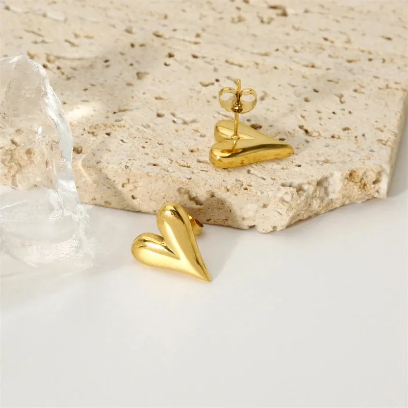 316L Stainless Steel Waterproof Heart Charm Choker Set