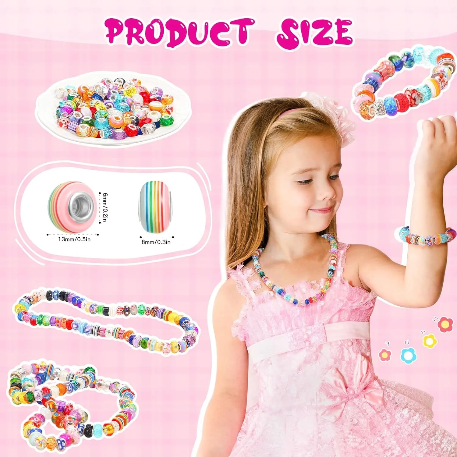 400 Pieces Large Hole Beads Bulk European Craft Beads Large Hole Beads for Jewelry Making 10 Mm/ 0.47 Inches Mixed Color Resin Beads for DIY Bracelet Necklace(Vivid)