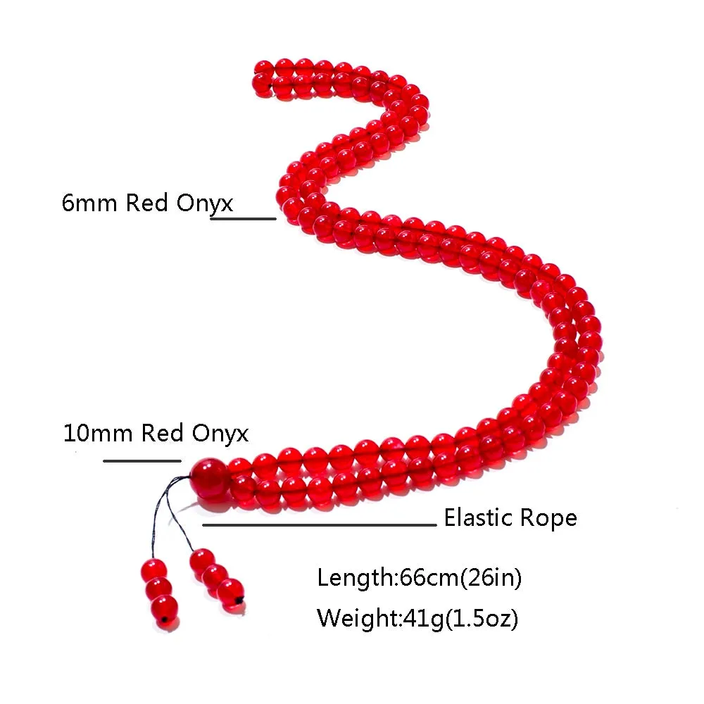 6mm Red Onyx Beaded Elastic Rope Necklace Bracelet