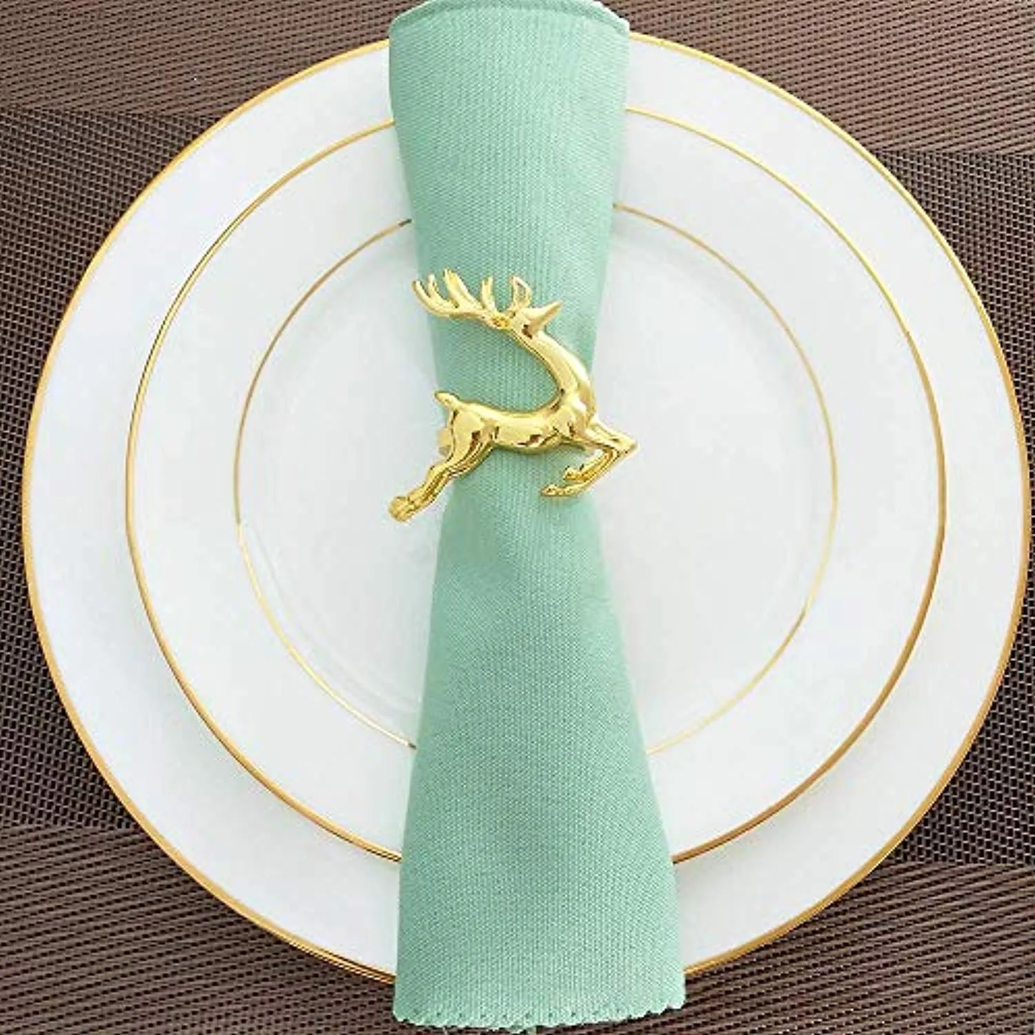 6Pcs Gold Elk Chic Napkin Rings for Place Settings