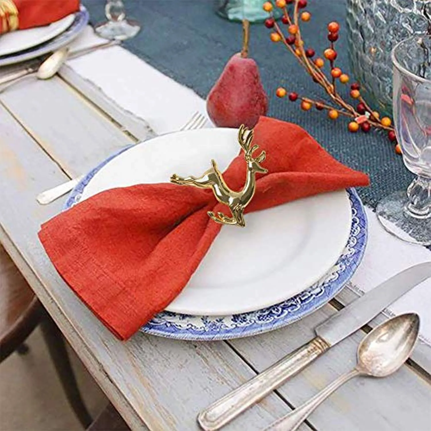6Pcs Gold Elk Chic Napkin Rings for Place Settings