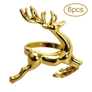 6Pcs Gold Elk Chic Napkin Rings for Place Settings
