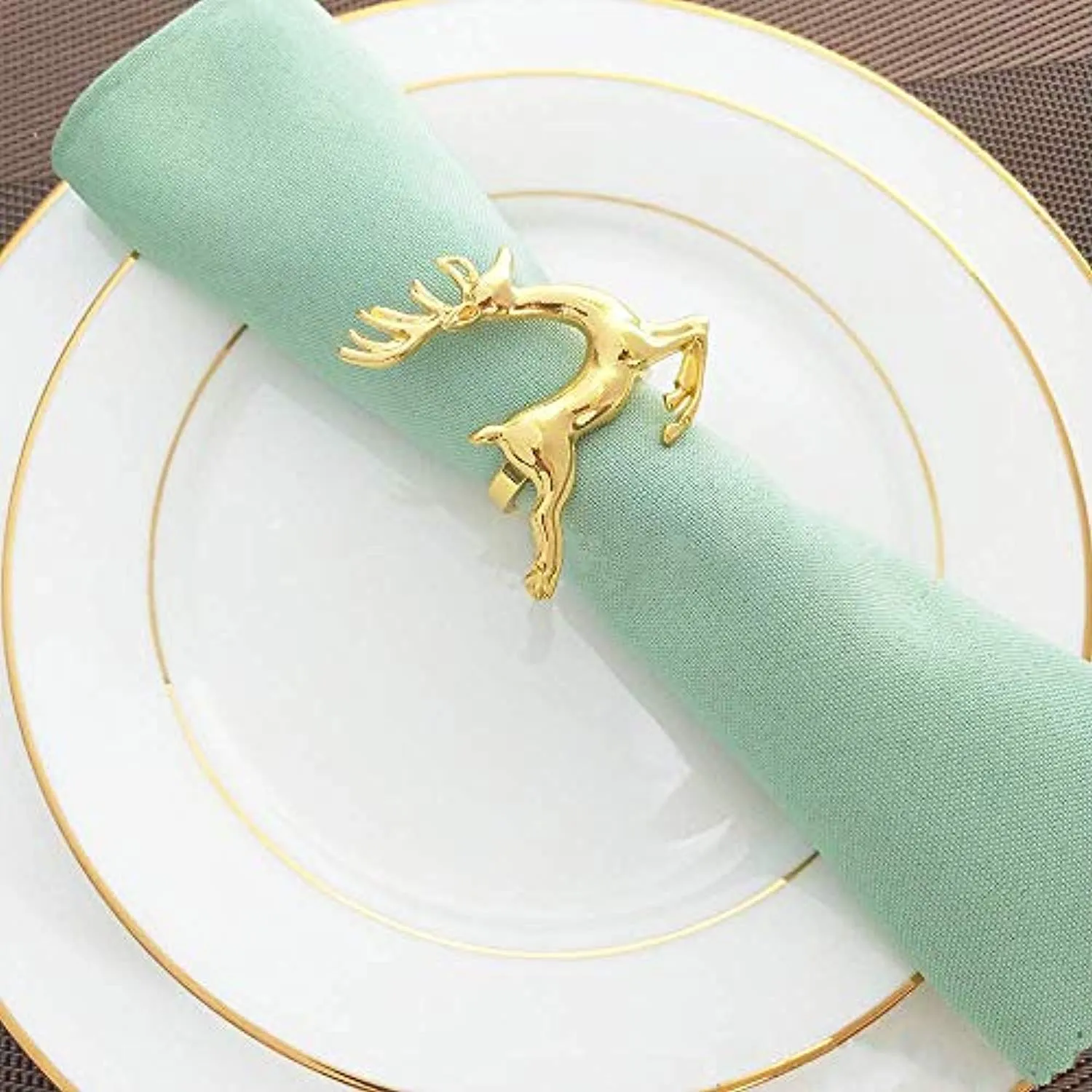 6Pcs Gold Elk Chic Napkin Rings for Place Settings