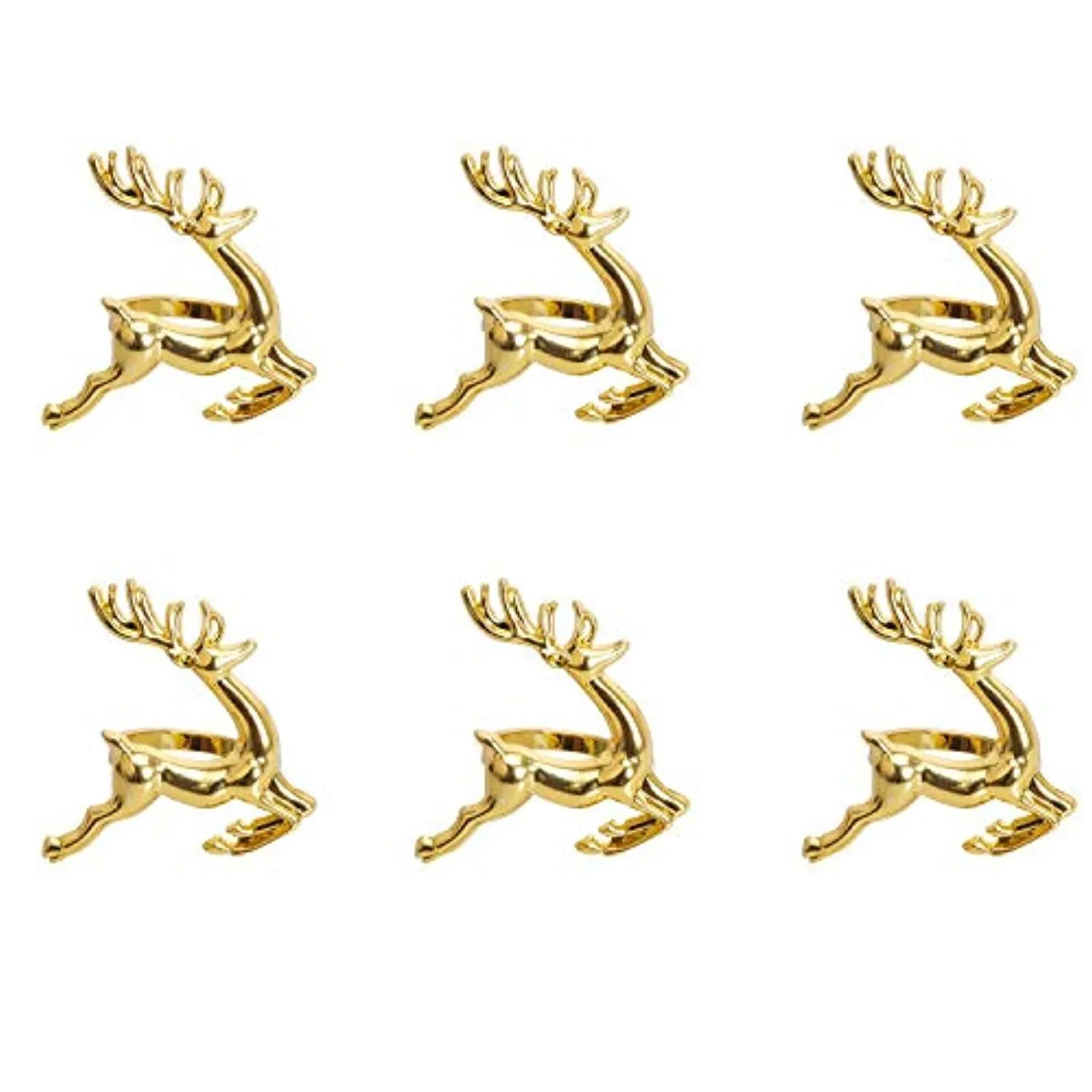 6Pcs Gold Elk Chic Napkin Rings for Place Settings