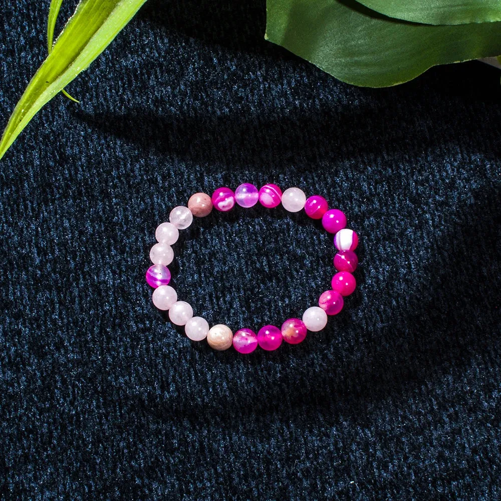 8mm Rose Red Striped Agate Rose Quartz Beads 108 Mala Necklace Meditation Yoga Prayer Jewelry Japamala Set