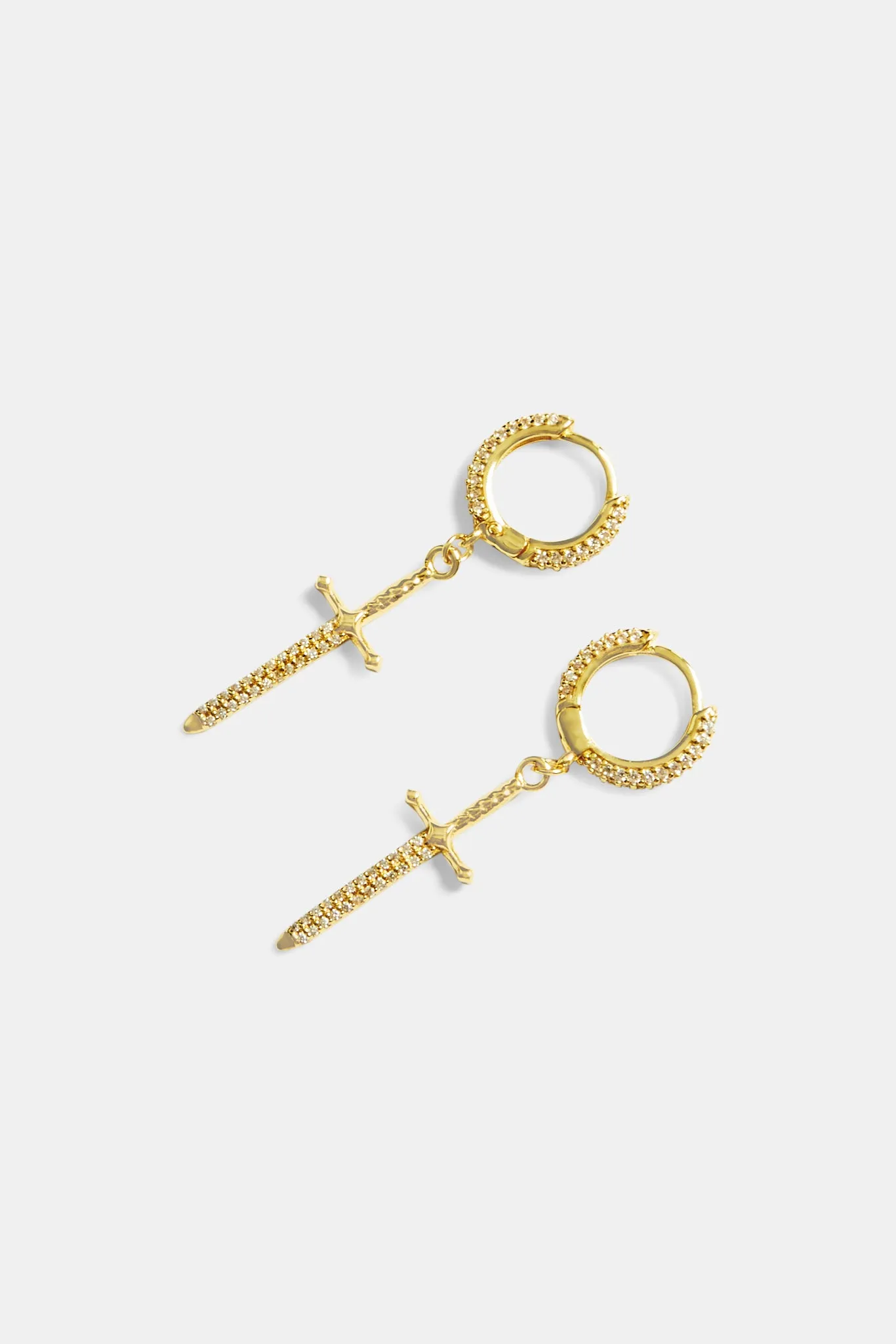 925 Iced Dagger Earrings - Gold