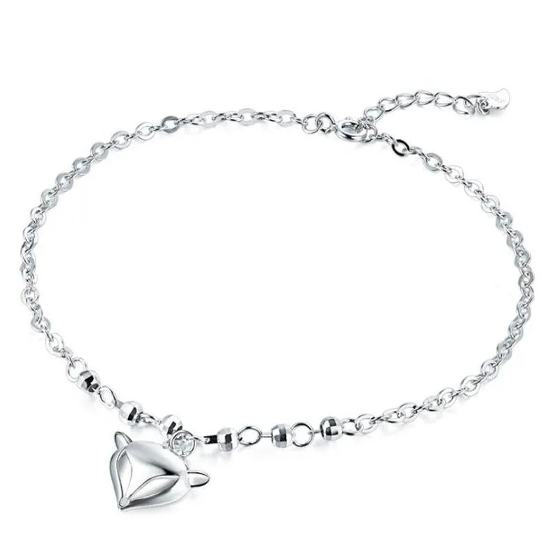925 Sterling silver Fox Pendant Anklet
