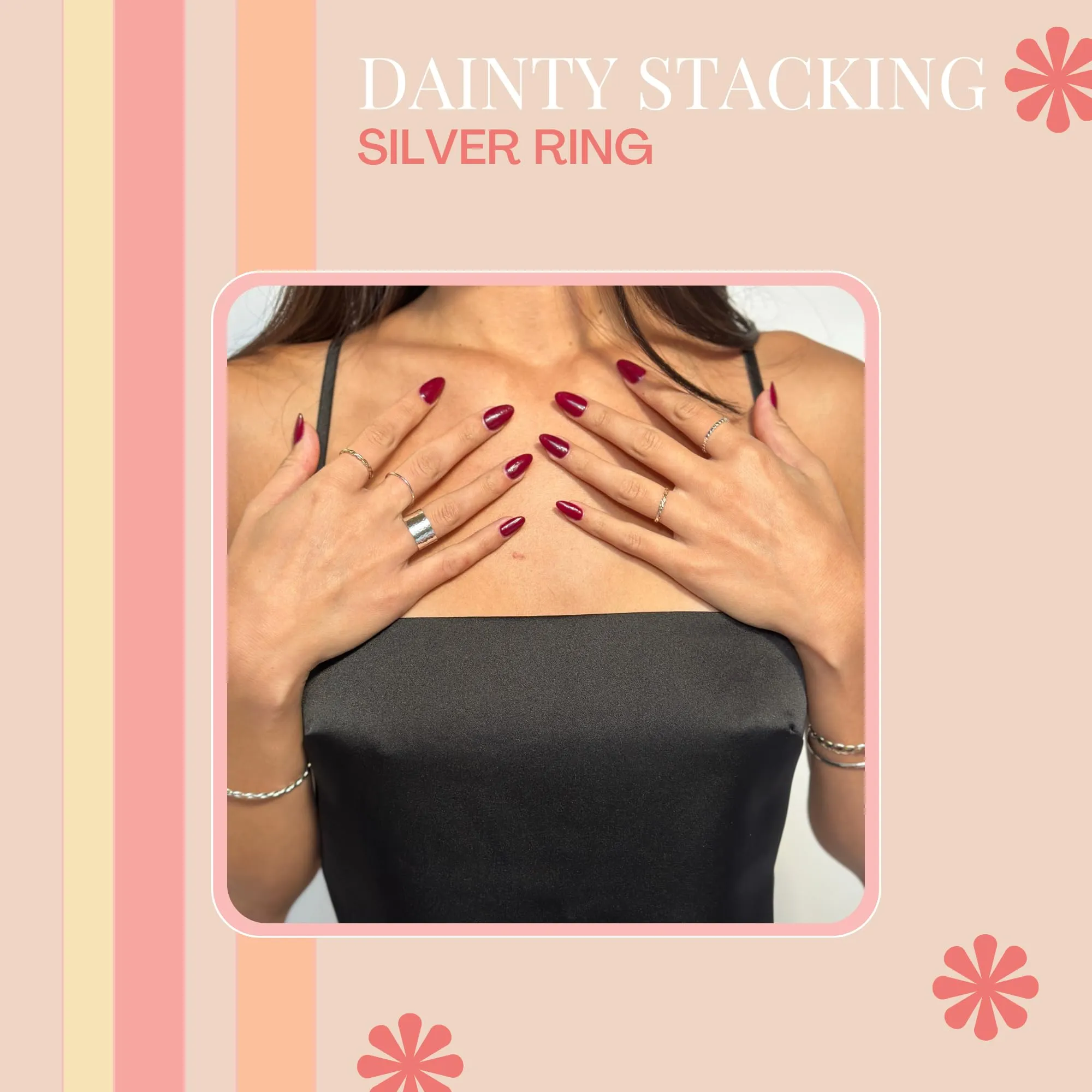 925 Sterling Silver Stacking Rings Handmade In USA | Dainty Simple and Minimalist Silver Jewelry | Thin Silver Band | Trendy Gifts for Mom, Sister, Friend (8)
