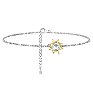 925 Sterling Silver Sun Charm Anklet for Women