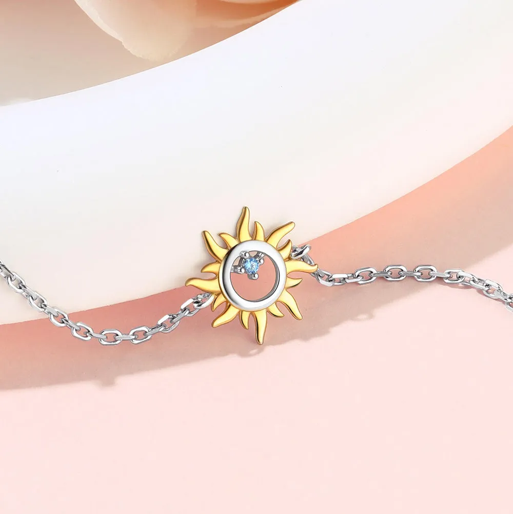 925 Sterling Silver Sun Charm Anklet for Women
