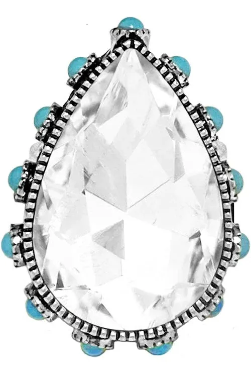Ab Western Teardrop Glass Stone Gemstone Cuff Ring