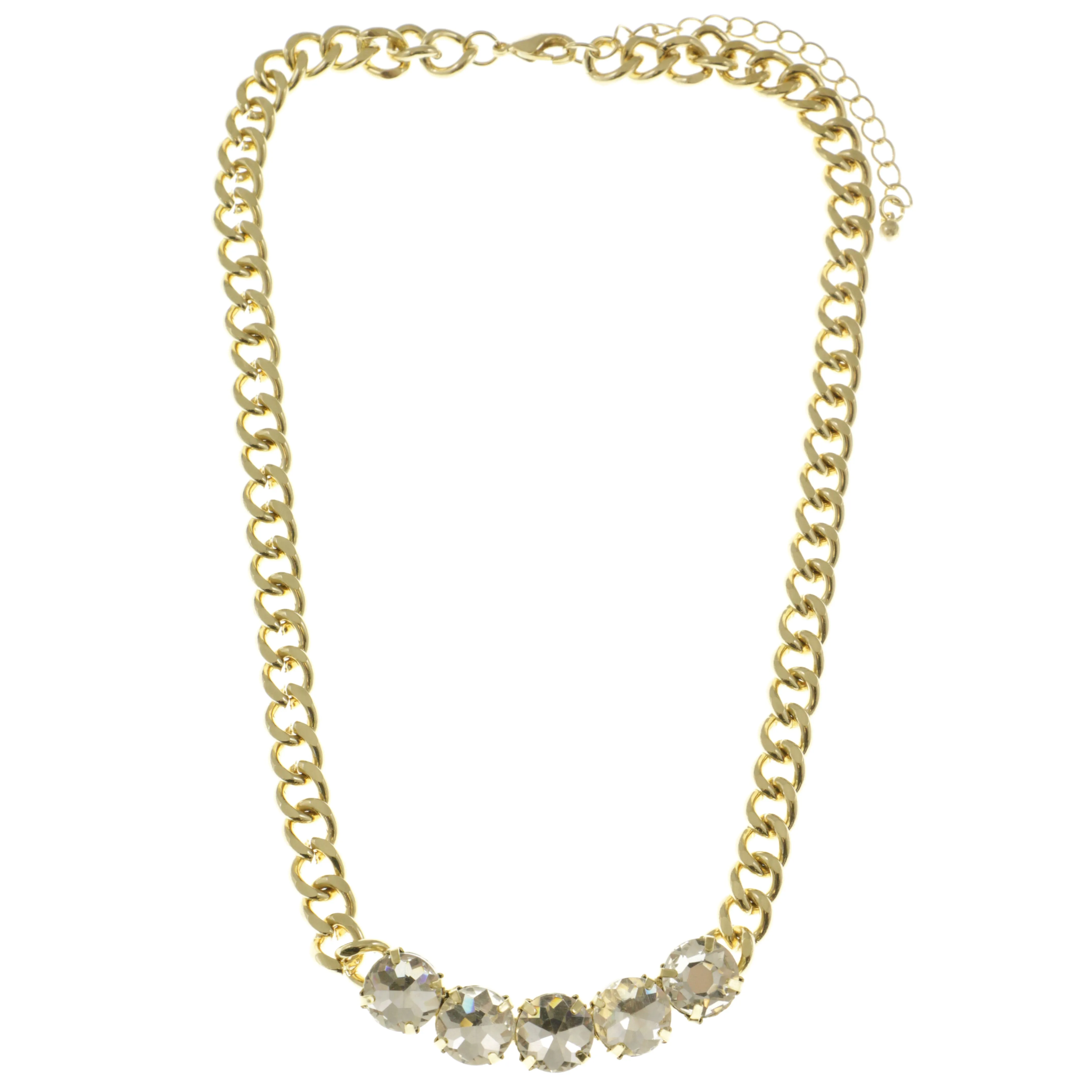 Adjustable Length Collar-Necklace With Crystal Accents  Gold-Tone Color #2508