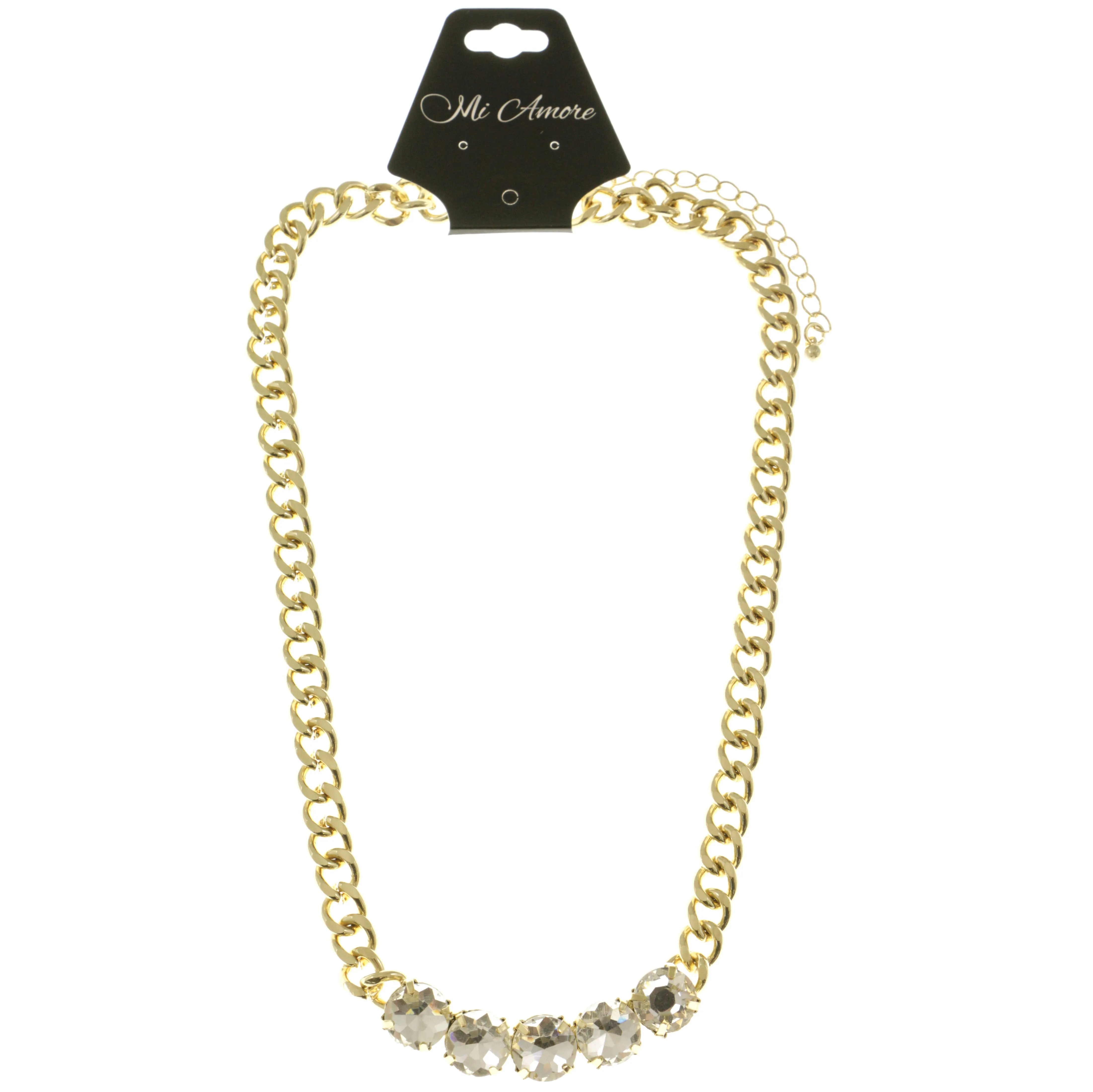 Adjustable Length Collar-Necklace With Crystal Accents  Gold-Tone Color #2508