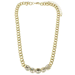 Adjustable Length Collar-Necklace With Crystal Accents  Gold-Tone Color #2508